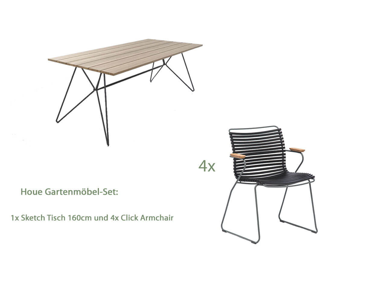 Houe Sketch Gartenmöbel Set1 Tisch mit 4 Stühle