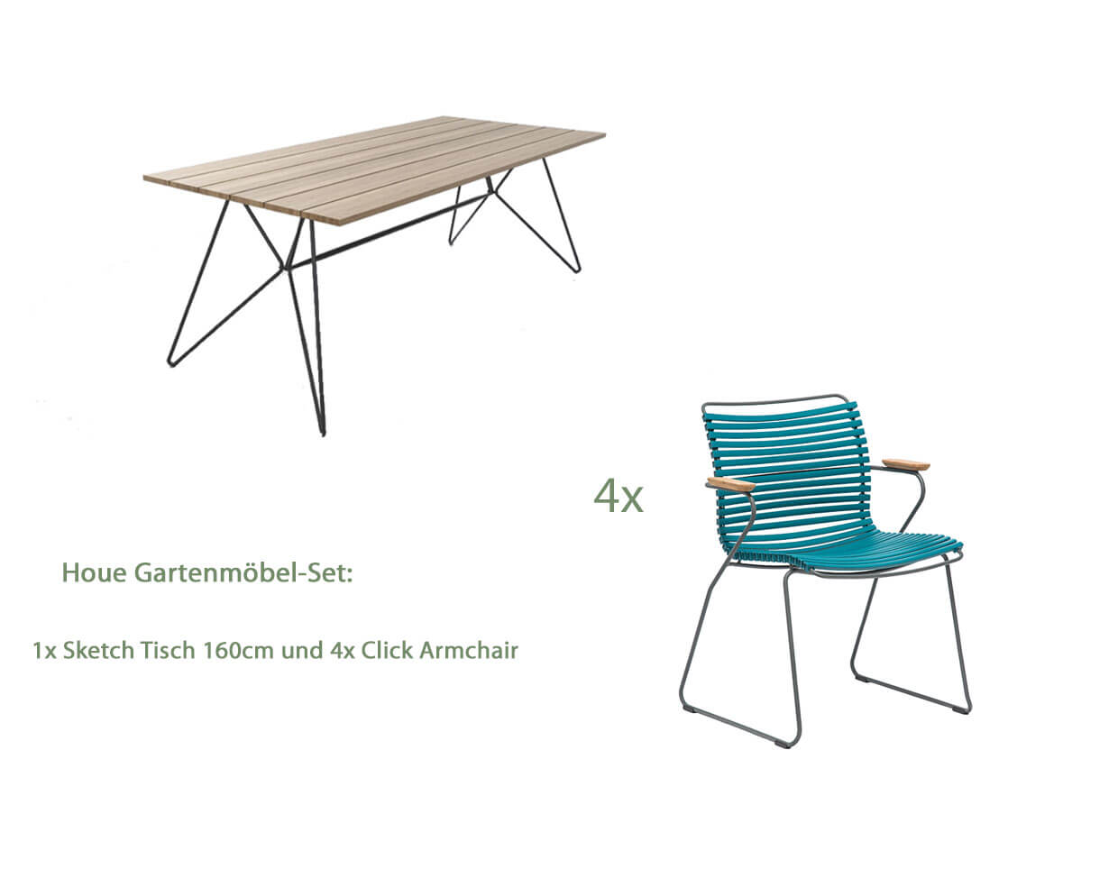 Houe Sketch Gartenmöbel Set1 Tisch mit 4 Stühle